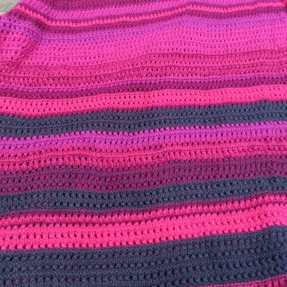 Catherines Open Knit Long Sweater Cardigan Plus Size 2X Pink Purple Ombré Stripe - Picture 7 of 11